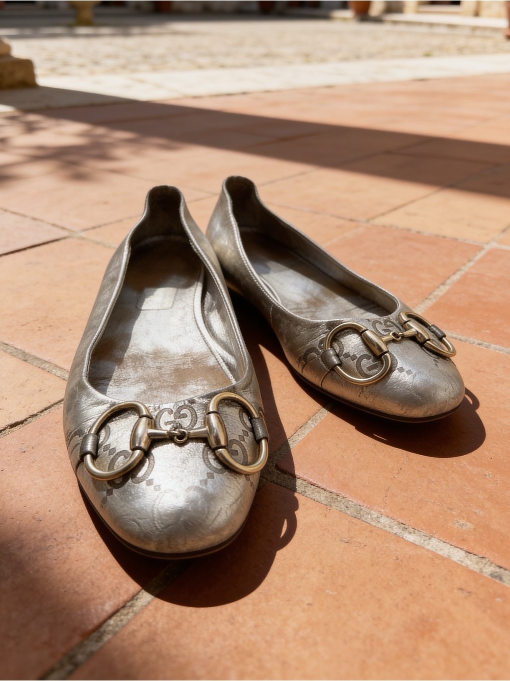 Gucci Metallic Gold Ballerina Shoes womens Size 35.5 - Picture 2 of 16